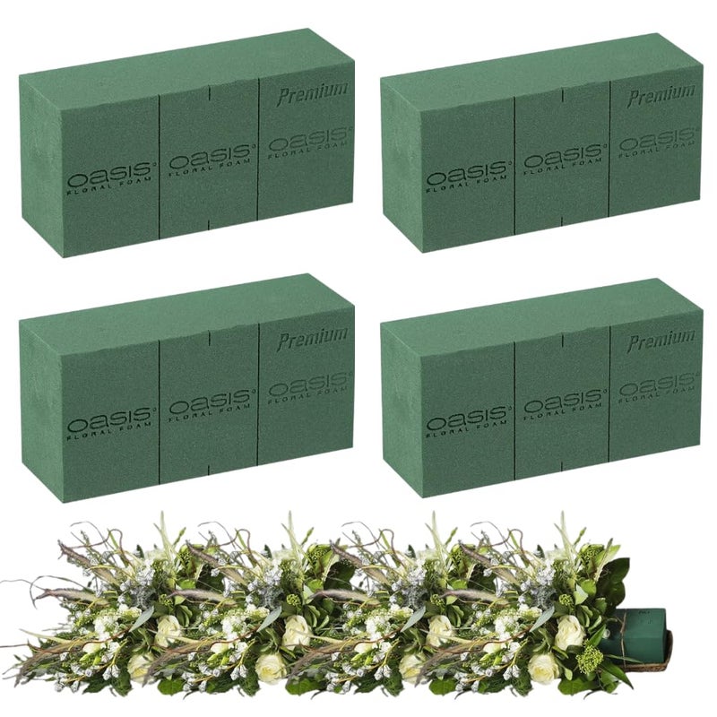Oasis Pack of 4 Premium Floral Foam Bricks | Green Florist Foam Blocks for Flower Arrangements in Home Décor, Weddings, Events, Festivals & More | Size 9 x 3 x 4 Inches - Image 1