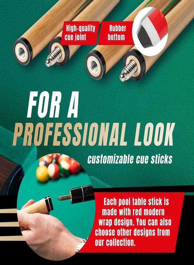 Prosniper Premium Pool Sticks Set of 4 | 58-Inch, 19-Oz Canadian Ashwood Pool Cue with Low-Deflection Shaft & 4 Extra Chalks | Pro-Grade Billiard Cue for Home & Bar Play - Red - Image 4