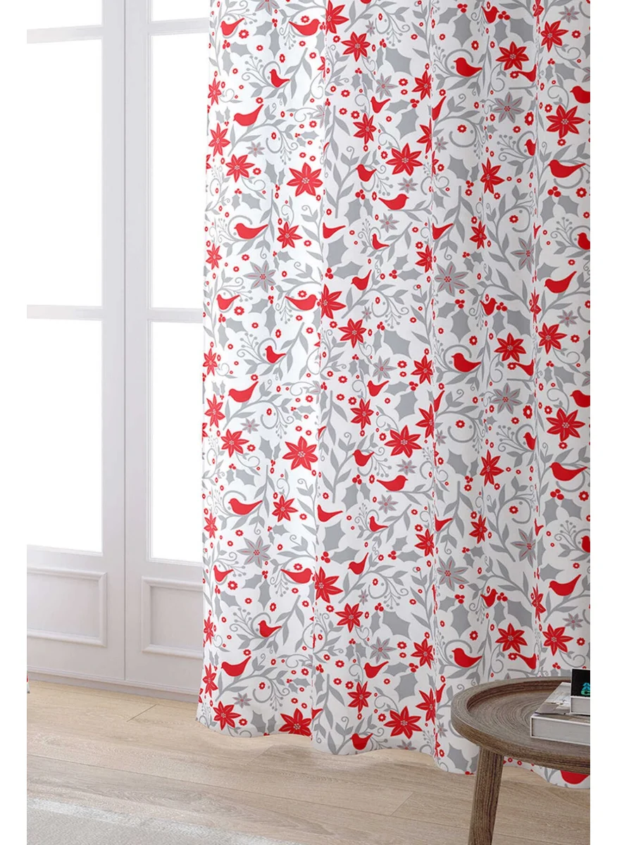 Cango Home Red Gray Digital Printed Curtain CGH921-PR