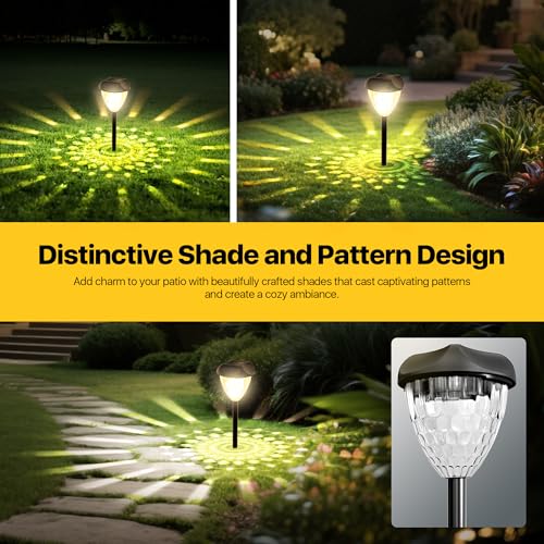 Ensenior 12Pack Solar Lights Outdoor 1417 Auto ONOff 3000K LED Solar Garden Lights for Pathway Yard Patio Walkway Planter Waterproof EnergyEfficient Landscape Lighting - Image 3