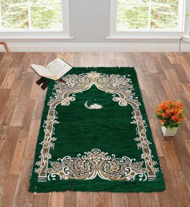 KETOSTICS Chenille Soft Prayer Mat Foldable 4X2 Feet (Green Moon, Rectangular) - Image 2