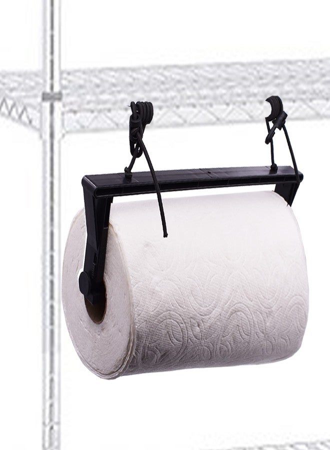 YYST Wire Shelving Paper Towel Holder Paper Towel Holder for Wire Shelving with 2 Hooks (Black - 1) - Image 1