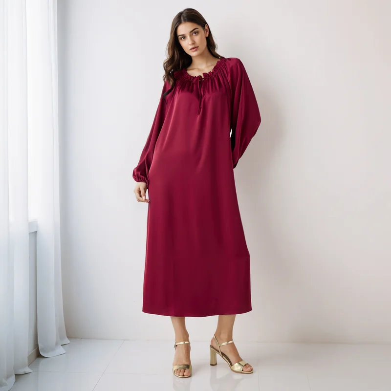 Shift Midi Dress with Tie-Ups