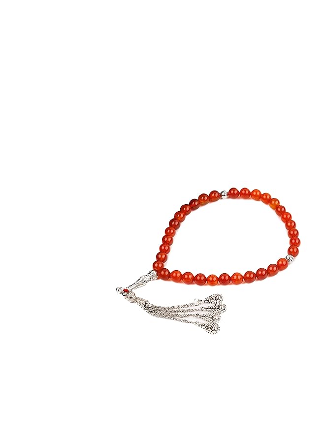 AC&L Pink Natural Agate Tasbeeh Prayer Beads 8Mm Stones - Image 1