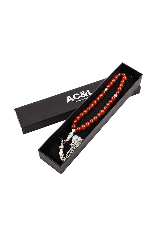 AC&L Pink Natural Agate Tasbeeh Prayer Beads 8Mm Stones - Image 3