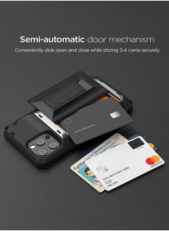 VRS Design Damda Glide Hybrid Wallet Case Cover for iPhone 12 Pro MAX [Semi Automatic] Credit Card Slot [3-4] with Kickstand - Black  - Image 2