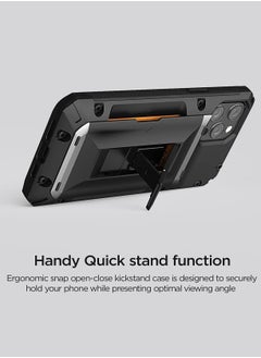 VRS Design Damda Glide Hybrid Wallet Case Cover for iPhone 12 Pro MAX [Semi Automatic] Credit Card Slot [3-4] with Kickstand - Black  - Image 3