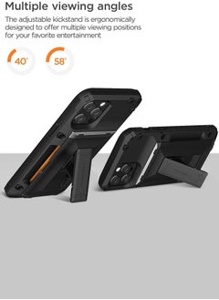 VRS Design Damda Glide Hybrid Wallet Case Cover for iPhone 12 Pro MAX [Semi Automatic] Credit Card Slot [3-4] with Kickstand - Black  - Image 4