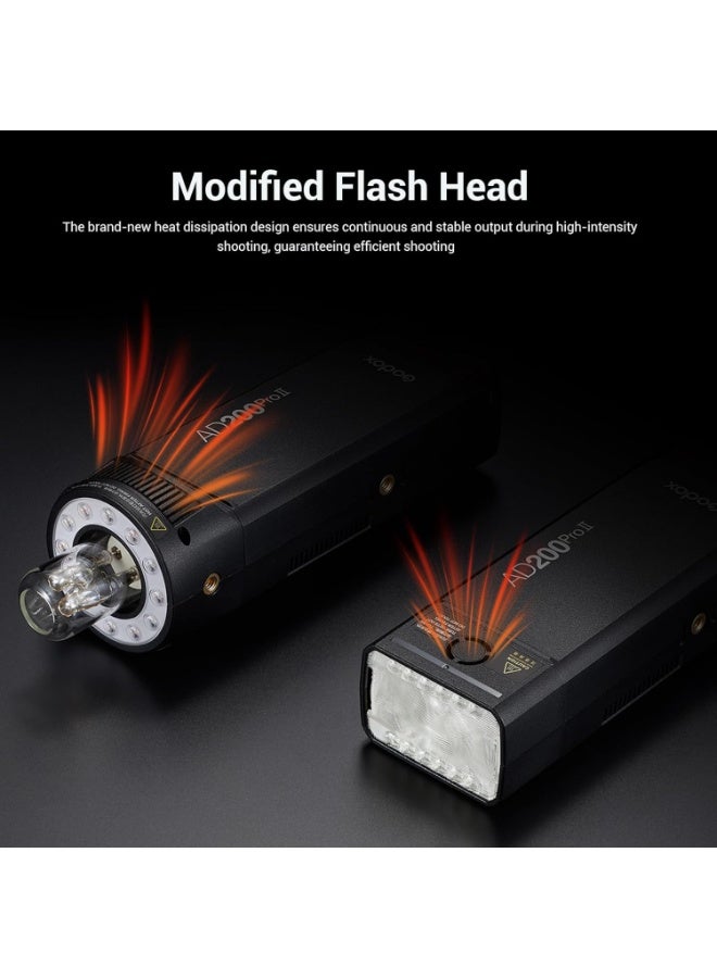 GODOX AD200Pro II TTL Pocket Flash – 200Ws High-Speed Sync Strobe with Interchangeable Flash Heads, 1/8000s HSS, Rechargeable Li-ion Battery, Compact Off-Camera Flash - Image 4