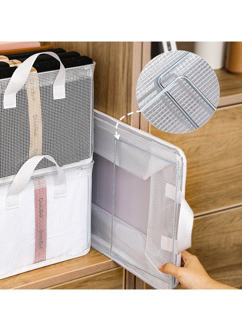 Hanayo 2 Pcs Storage Baskets Foldable Storage Bins with Handle Transparent Storage Boxes Clothes Organisers for Organizing Toys Clothes(Clear)  - Image 5