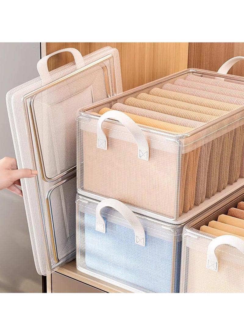 Hanayo 2 Pcs Storage Baskets Foldable Storage Bins with Handle Transparent Storage Boxes Clothes Organisers for Organizing Toys Clothes(Clear)  - Image 4