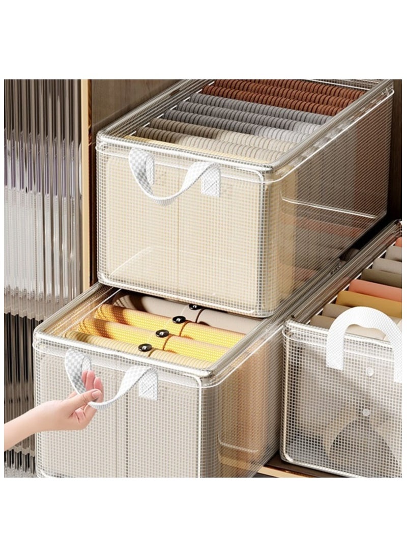 Hanayo 2 Pcs Storage Baskets Foldable Storage Bins with Handle Transparent Storage Boxes Clothes Organisers for Organizing Toys Clothes(Clear)  - Image 3
