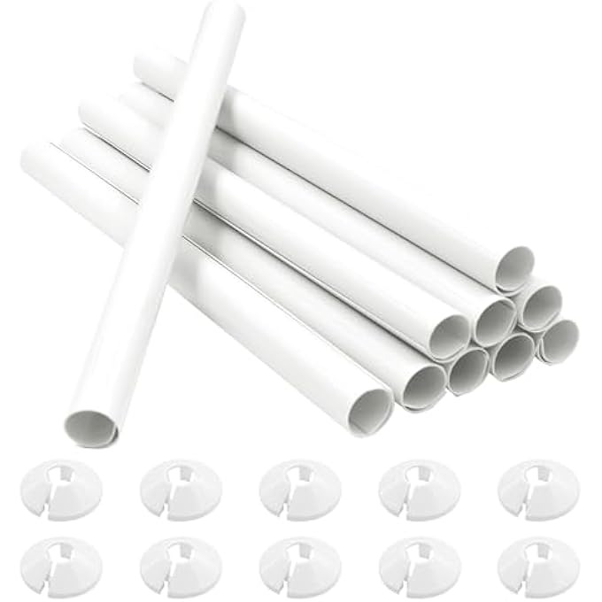 10 PCS RADIATOR PIPE COVERS AND PIPE COLLARS WHITE 200MM X 15MM PIPE SNAP ON PVC PLASTIC RADIATOR CAPS 15MM PIPE COVERS THICKENED SILICONE RADIATOR SLEEVES - Image 2
