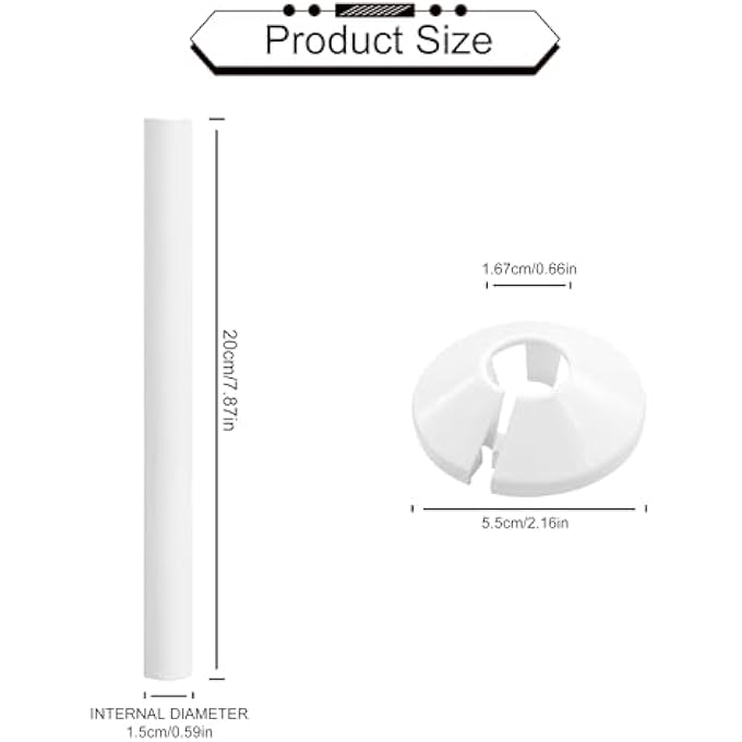 10 PCS RADIATOR PIPE COVERS AND PIPE COLLARS WHITE 200MM X 15MM PIPE SNAP ON PVC PLASTIC RADIATOR CAPS 15MM PIPE COVERS THICKENED SILICONE RADIATOR SLEEVES - Image 3