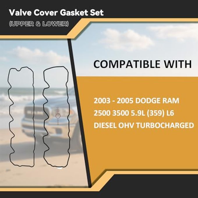 Cns Valve Cover Gasket Set (Upper & Lower) Compatible with 03-05 Dodge 5.9L (359) L6 Diesel OHV TURBOCHARGED - Image 5