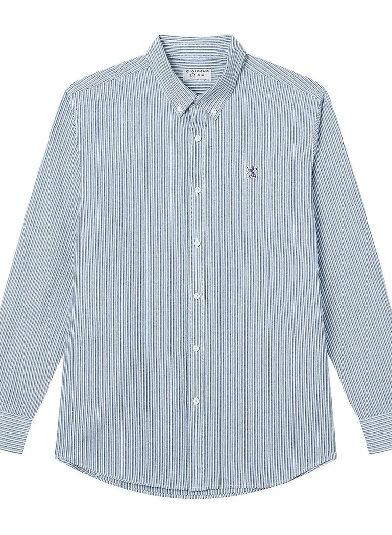 Giordano Men’s Cotton Slim Oxford Shirt with Embroidery