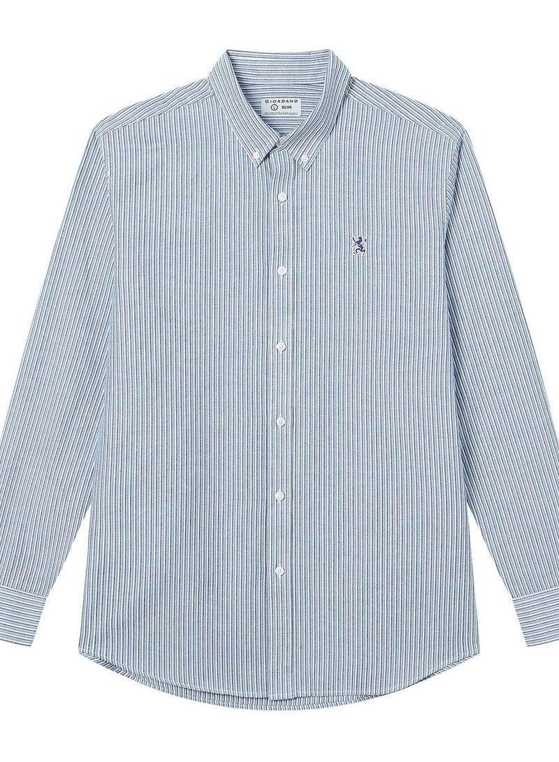 GIORDANO Men’s Cotton Slim Oxford Shirt with Embroidery - Image 1