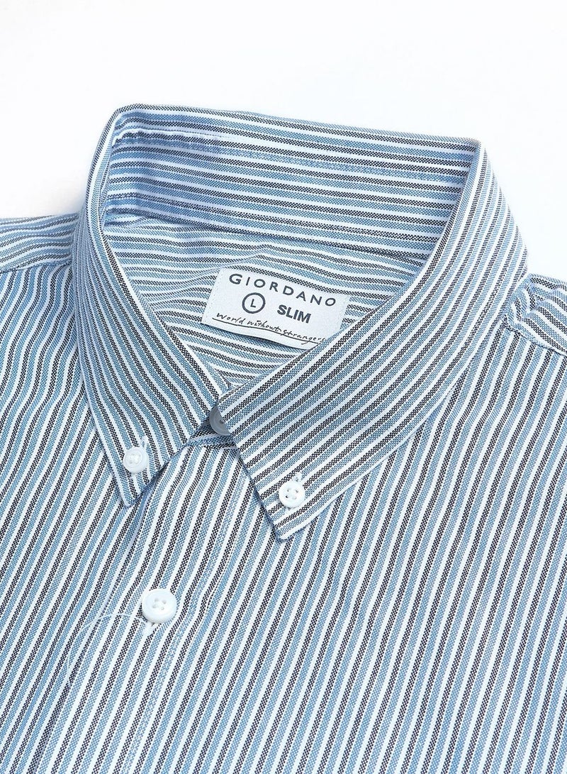 GIORDANO Men’s Cotton Slim Oxford Shirt with Embroidery - Image 3