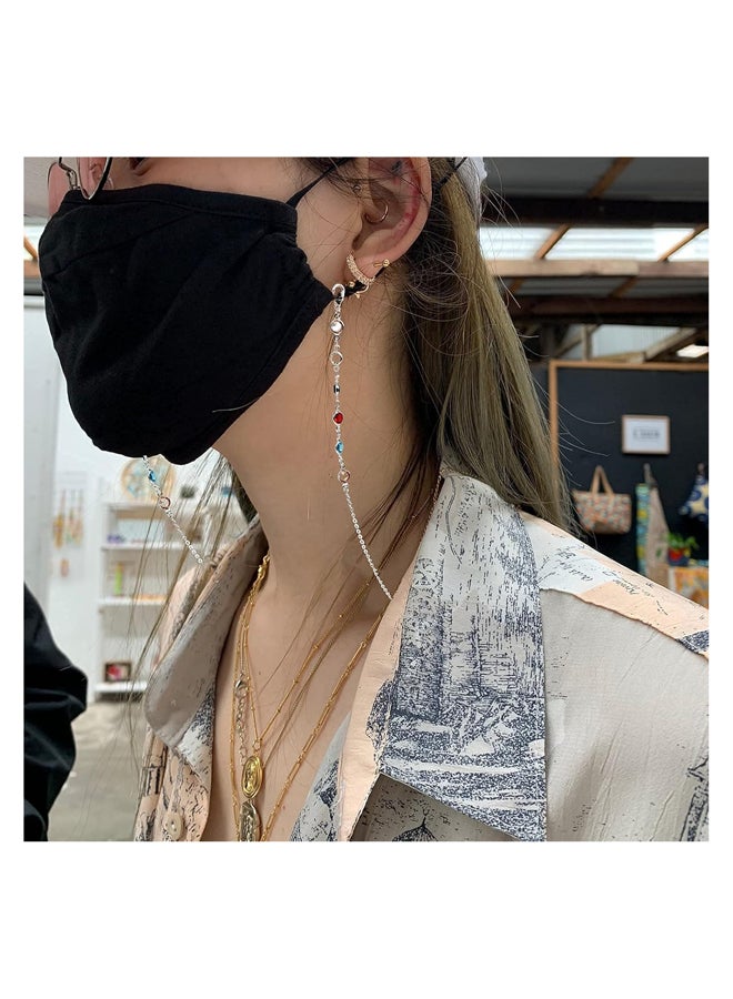 سلسلة النظارات والقناع مع حافظة القلادة، سلسلة النظارات الشمسية النسائية، حامل القلادة النسائية، أسود - Image 3