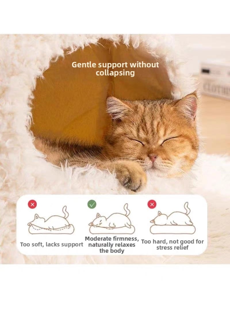 A.M Cute Animal-Shaped Cat Bed Round Fluffy Soft Plush Cat Cave Removable Washable Cushion Pillow Premium Cotton No Deformation Cat House - Image 3