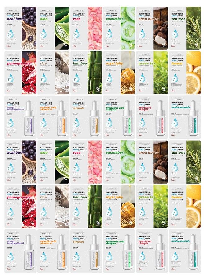 BEAUTY29 Hyaluronic Aqua Plus Essence Full Face Facial Sheet Mask 36 Sheets Combo Jumbo Value Set - Image 1