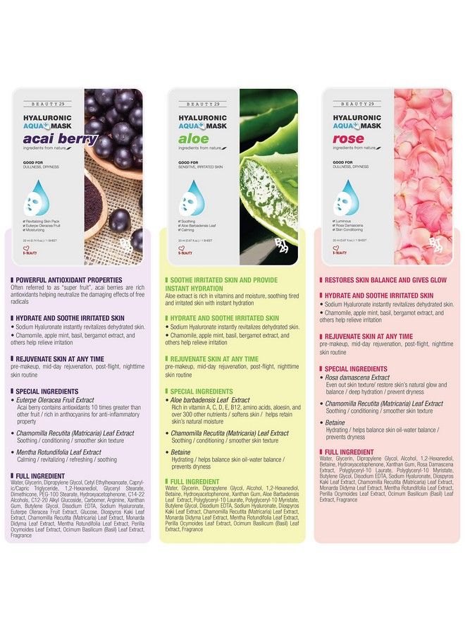 BEAUTY29 Hyaluronic Aqua Plus Essence Full Face Facial Sheet Mask 36 Sheets Combo Jumbo Value Set - Image 3