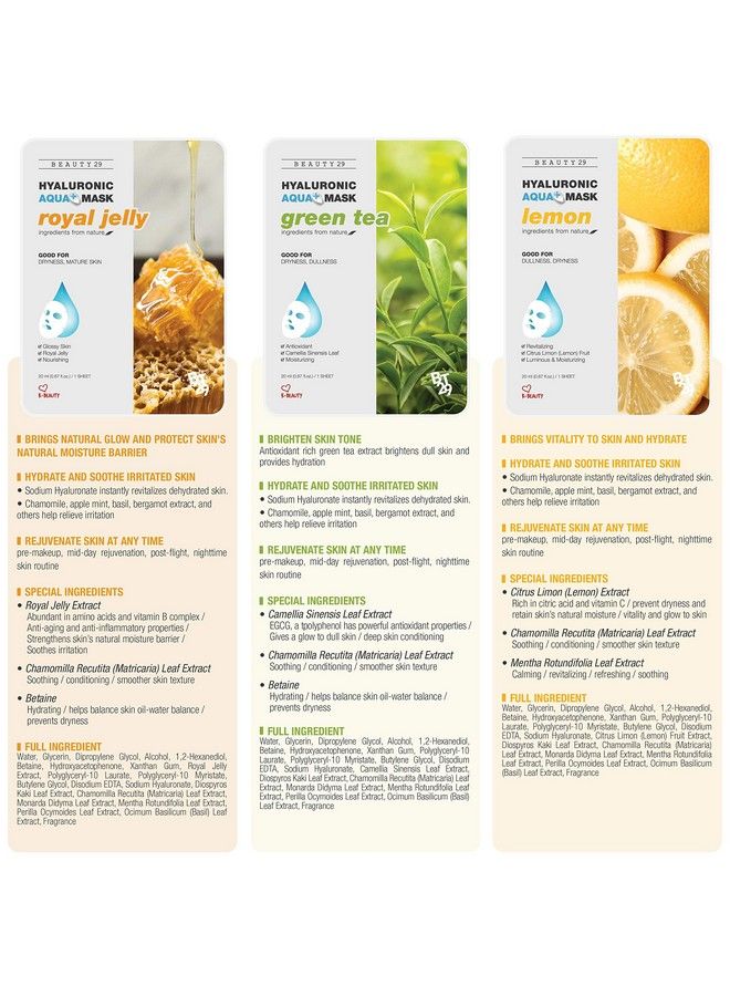 BEAUTY29 Hyaluronic Aqua Plus Essence Full Face Facial Sheet Mask 36 Sheets Combo Jumbo Value Set - Image 4