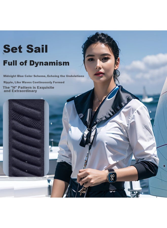 BHO حزام ساعة آبل بوه متوافق مع ساعة آبل آي ووتش S10/SE/Ultra2، تصميم هيرميس مع حزام مر للـ S9/8/7، حزام ساعة محبوك من النايلون للمحيط - Image 3