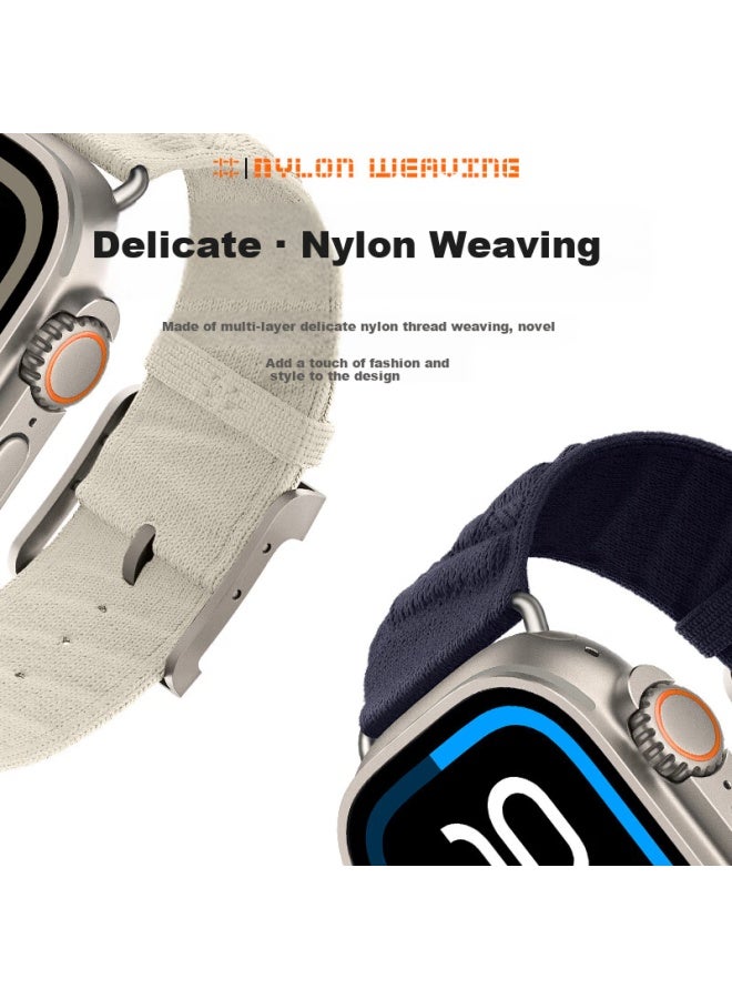 BHO حزام ساعة آبل بوه متوافق مع ساعة آبل آي ووتش S10/SE/Ultra2، تصميم هيرميس مع حزام مر للـ S9/8/7، حزام ساعة محبوك من النايلون للمحيط - Image 4