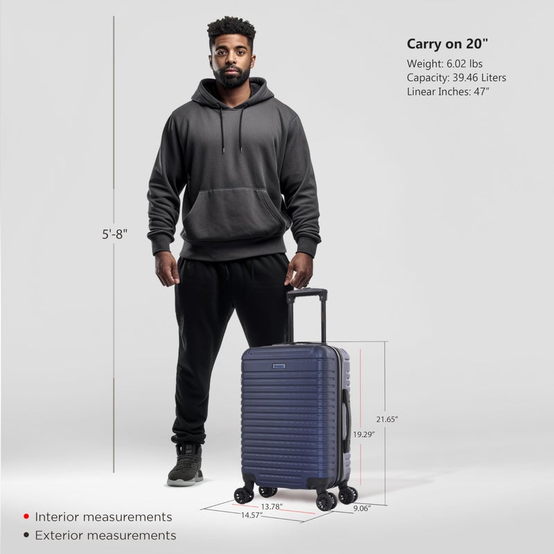 InUSA DEEP Luggage with GEL Handle | Spacious Traveling Suitcases, Travel Suitcase with Dual Spinner Wheels and Studs | 20 Inch Carry On Hardside Luggage | Blue - Image 2