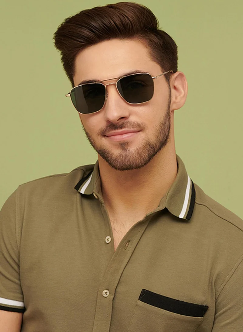 VINCENT CHASE Vincent Chase by Lenskart | Green Square Stylish Sunglasses | Polarized &amp; UV Protected | For Men &amp; Women | Large | VC S13830