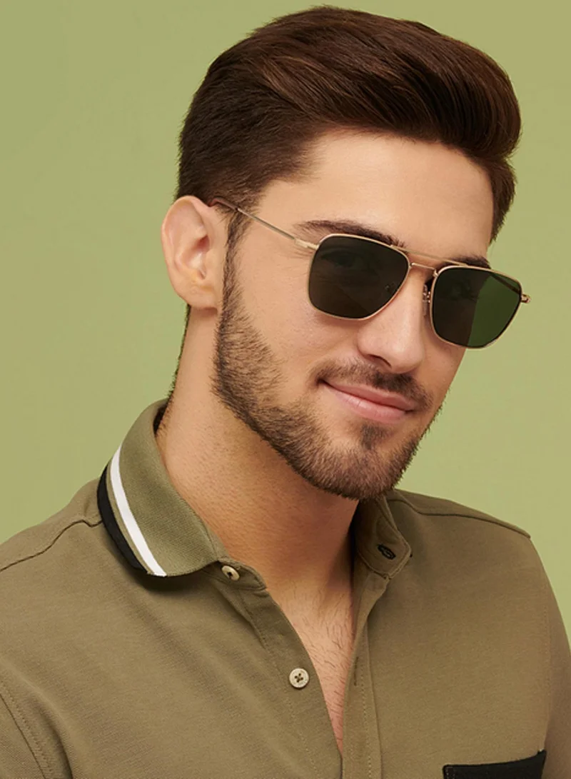 VINCENT CHASE Vincent Chase by Lenskart | Green Square Stylish Sunglasses | Polarized &amp; UV Protected | For Men &amp; Women | Large | VC S13830