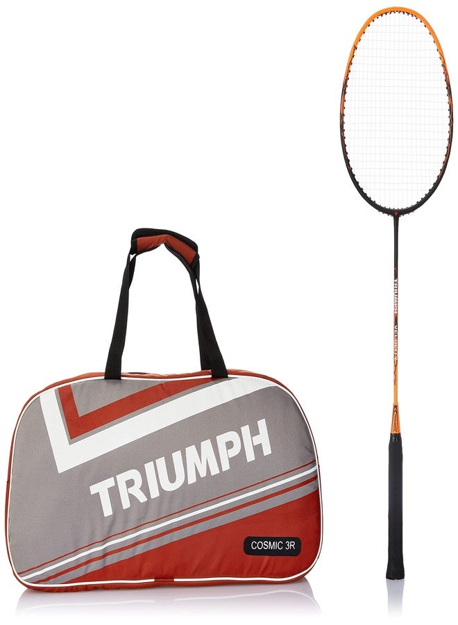 Triumph Velocity Graphite Hotmelt Light Weight Strung Badminton Racket with Cosmic-3R Single Compartment Badminton Bag Grey/Red - Image 1