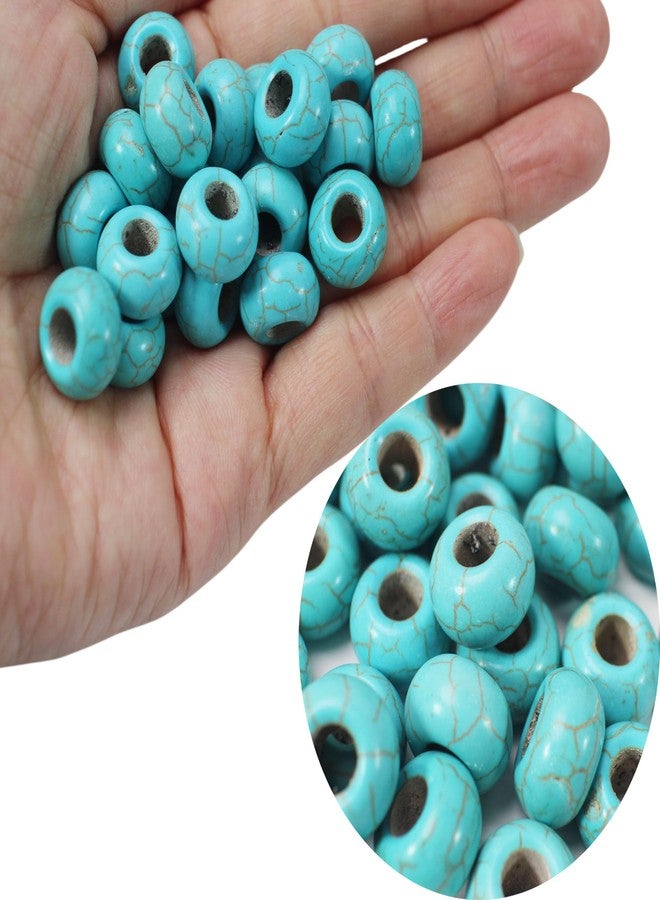 PAMIR TONG Turquoise Large Hole Beads for Jewelry Making - 100pcs 14mm European Gemstone Howlite Rondelle Spacer Big Craft Beads for Pens, Bracelets - Image 2