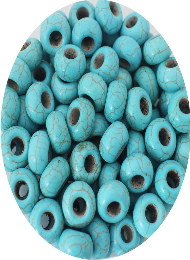 PAMIR TONG Turquoise Large Hole Beads for Jewelry Making - 100pcs 14mm European Gemstone Howlite Rondelle Spacer Big Craft Beads for Pens, Bracelets - Image 1