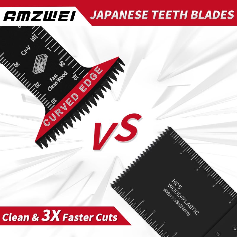Amzwei 16Pcs Japanese Teeth Oscillating Tool Blade  Crv Extra Long Multi Tool Blade Kits For Wood Clean Cutting  Quick Release Oscillating Saw Blades Compatible With Dewalt Bosch Milwaukee Ryobi - Image 4