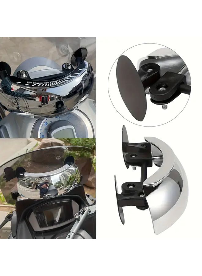 Silvery Motorcycle Rearview Mirror 180 Adjustable Anti Glare Heavy Duty Compatible ATV Scooter - Image 3