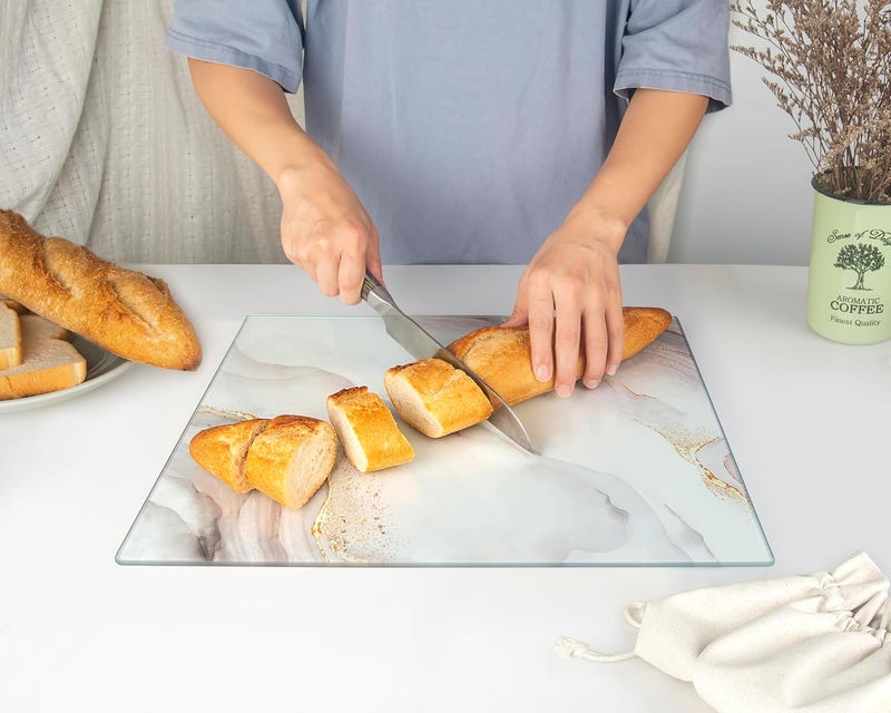 Kitchenville لوح تقطيع زجاجي من كيتشينفيل 40×30 سم: شفاف، متين، صحي لحماية سطح العمل - مقاوم للخدش، مقاوم للحرارة، سهل التنظيف - Image 3