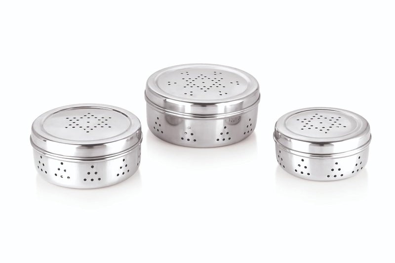 Konquer TimeS Sprouts Maker Box Stainless Steel - Set of 3, Coriander Storage Container for Fridge with Air Ventilation, Sturdy & Durable, Herbs Container, Puri Dabba - Size 7,8 & 9 - Image 5
