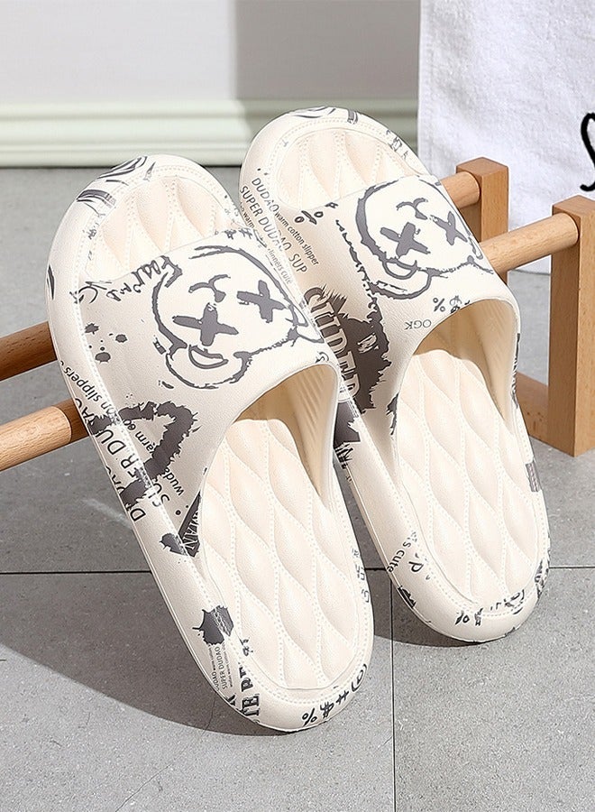 Soft Thick Bottom Breathable Fashion Graffiti Indoor Slipper Anti Slip Quick Drying Bathroom Shower Suitable for Women Men Couple