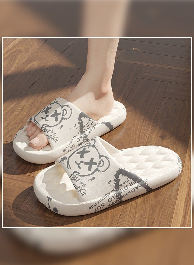 Soft Thick Bottom Breathable Fashion Graffiti Indoor Slipper Anti Slip Quick Drying Bathroom Shower Suitable for Women Men Couple