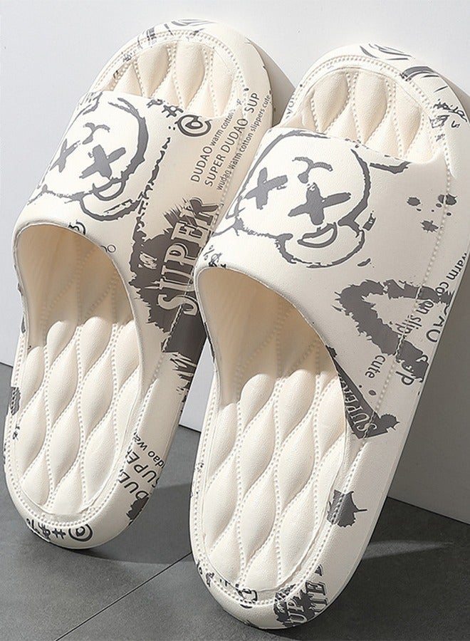 Soft Thick Bottom Breathable Fashion Graffiti Indoor Slipper Anti Slip Quick Drying Bathroom Shower Suitable for Women Men Couple