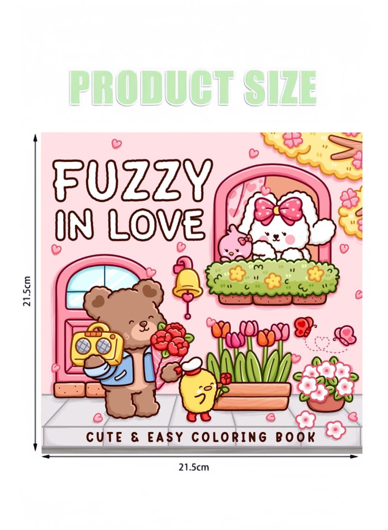 Mr. Penda Fuzzy in Love: A Stress-Relief Coloring Book for Adults & Teens, Cute & Cozy Daily Activities, Mindfulness Illustrations, Relaxing Anti-Anxiety Art Therapy, 40 Hand Drawn Pages Ready for Coloring (Multicolour) - Image 2