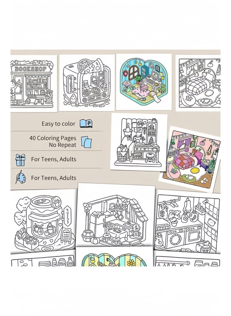 Mr. Penda Fuzzy in Love: A Stress-Relief Coloring Book for Adults & Teens, Cute & Cozy Daily Activities, Mindfulness Illustrations, Relaxing Anti-Anxiety Art Therapy, 40 Hand Drawn Pages Ready for Coloring (Multicolour) - Image 3