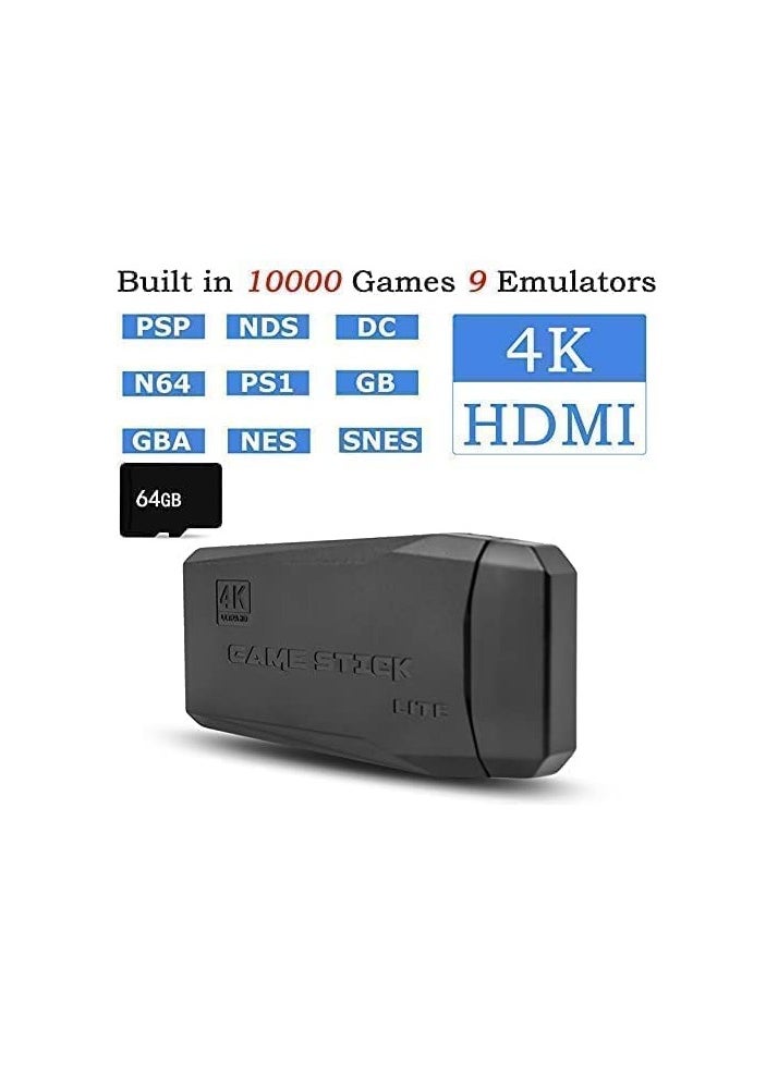 XIPH - Wireless Retro Game Console Stick 64GB – Plug & Play HDMI Video Game Stick with 10,000+ Classic Games, 9 Emulators, Dual 2.4G Wireless Controllers, 4K HD Output for TV - Image 1