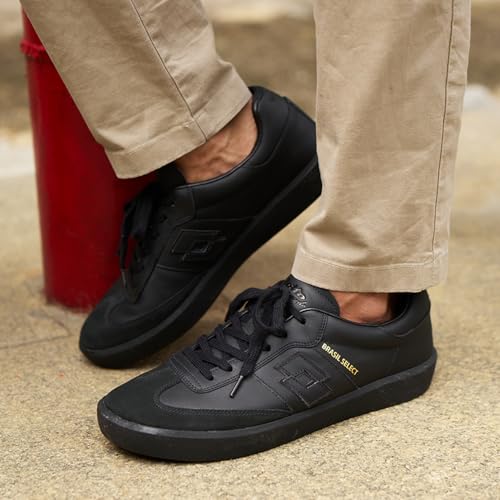 Lotto Men Brasil Select OG Black Leather Sneakers - Image 4