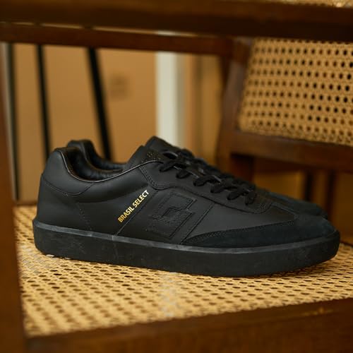 Lotto Men Brasil Select OG Black Leather Sneakers - Image 2