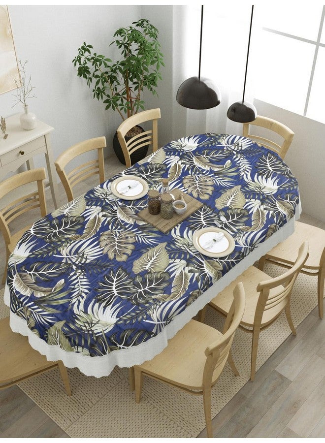 Clasiko 8 Seater Oval Dining Table Cover; 60x108 Inches; Material - PVC; Anti Slip; Blue Green 74025 - Image 1