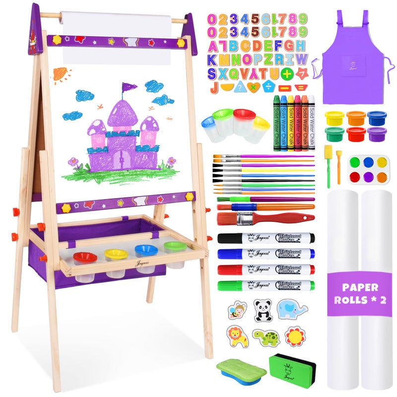 Joyooss Art Easel for Kids Easel for Toddlers,Adjustable Standing Wooden Toddler Easels Kid Whiteboard & Chalk Board Kids Dry Erase Board,Art Easel for Kid Age 2-4 4-8 9-12 Drawing Easels - Image 1