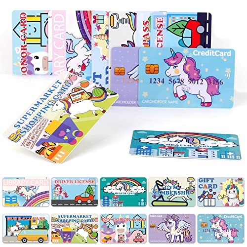 YTYOTO Fake Credit Cards for Kids 10pcs Unicorn Play Credit Cards Pretend Debit Membership Cards Set - Image 1
